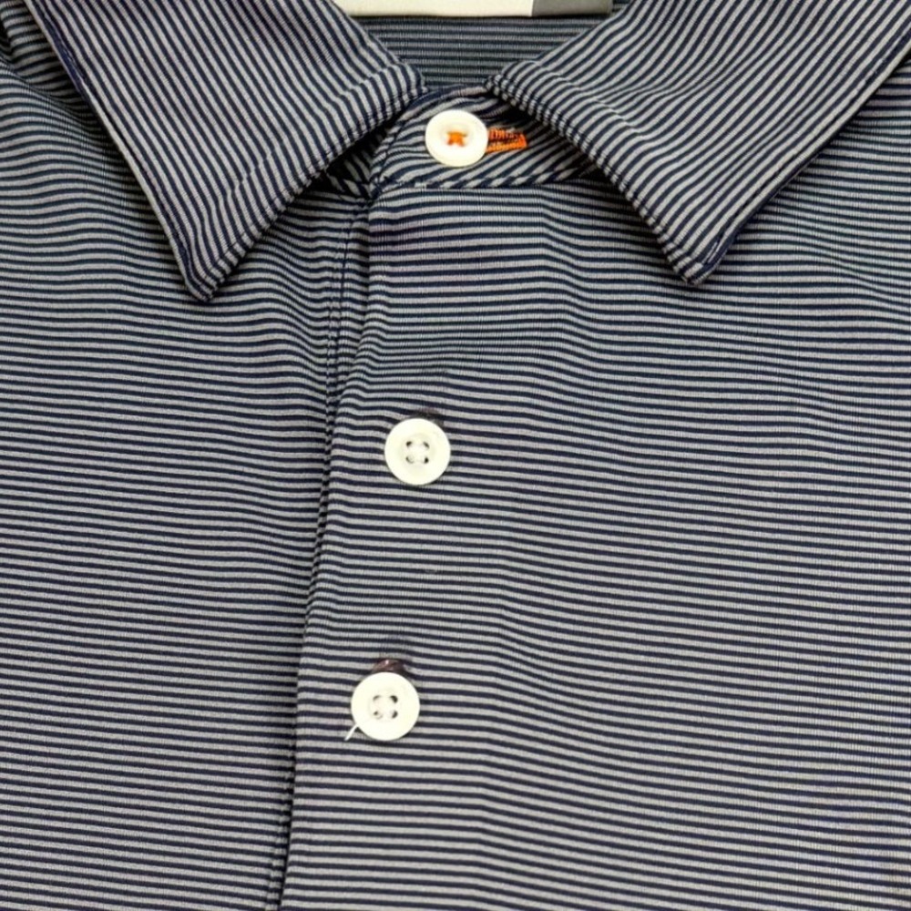 Kjus Polo Shirt Men Medium Gray Navy Stripe Performance Exmoor Country Club 1896 - Picture 3 of 14